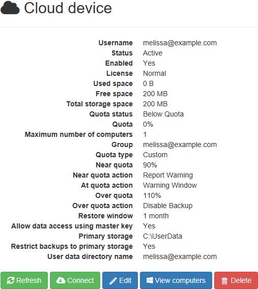 Cloud Storage Account Details as Admin