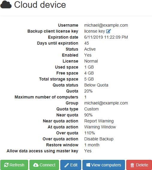 Cloud Storage Account Details