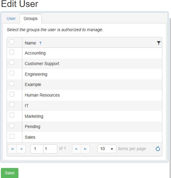 Edit user - groups