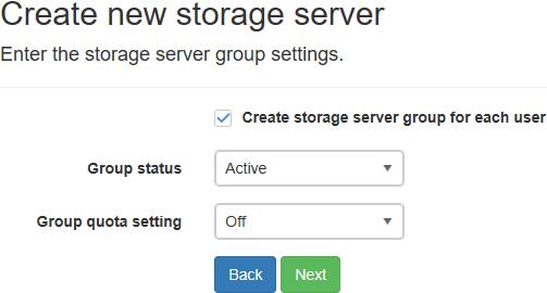 Storage Server Group Settings