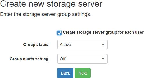 Storage Server Group Settings
