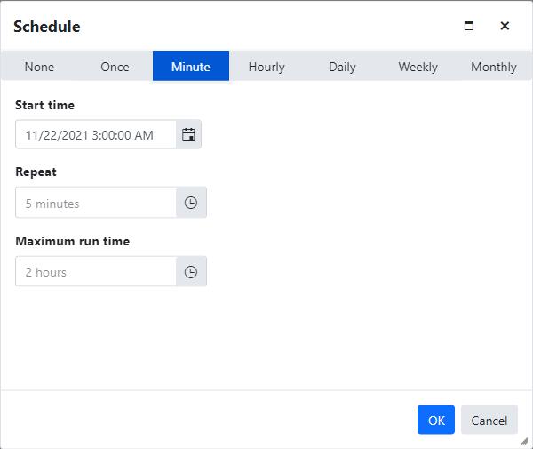 Agent file backup job schedule - Minute