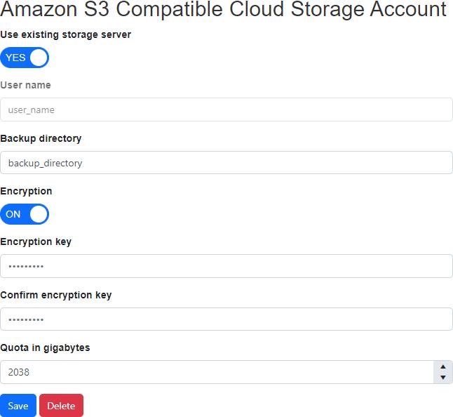 View Amazon S3 compatible cloud storage account with quota