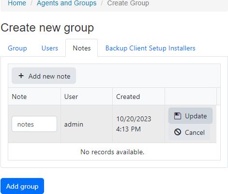 Add Group With Notes