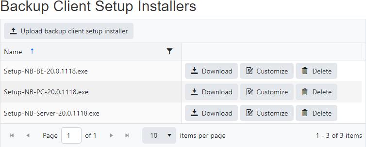 Backup Client Setup Installers