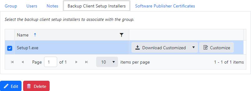 View Group With Backup Client Setup Installers