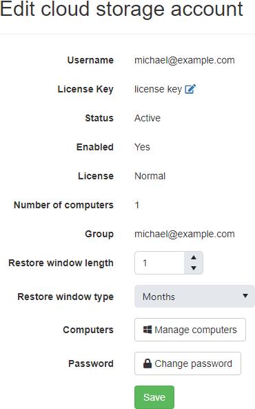 Edit Cloud Storage Account